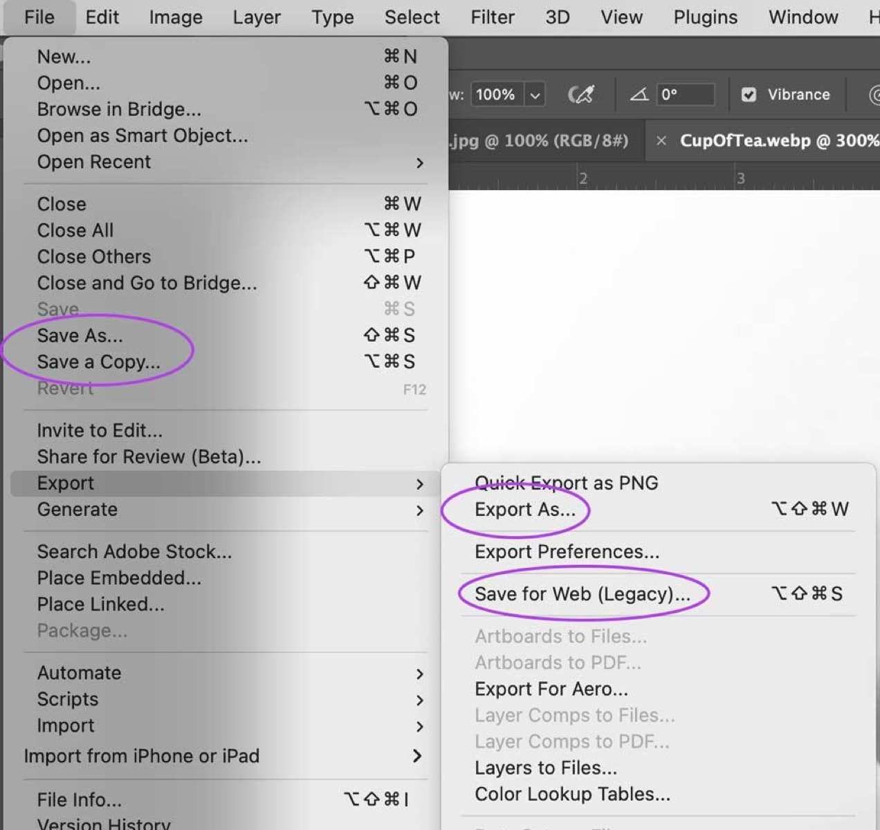 Photoshop compression settings