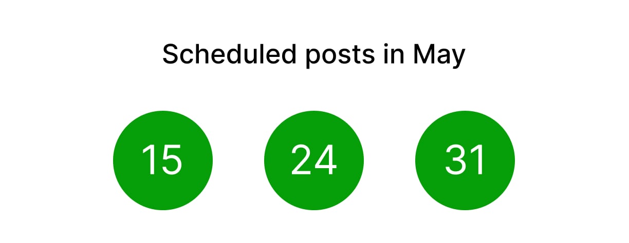 A list of example dates in May that can be chosen to schedule posts on