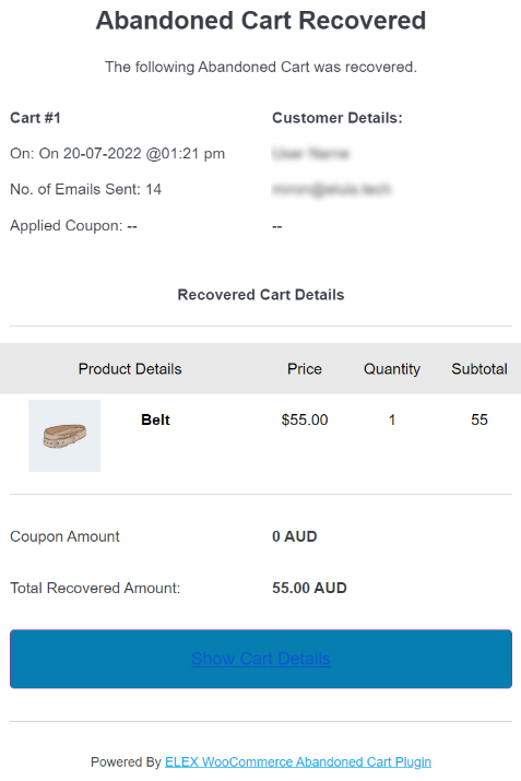 Email Notification to Shop Owner on Cart Recovery