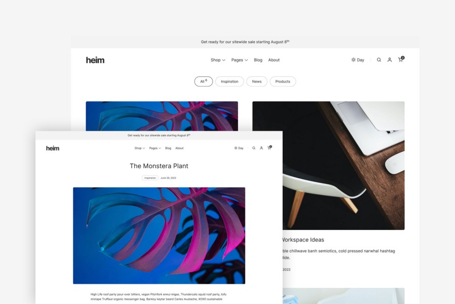 Heim Minimalist WooCommerce Theme - Blog Pages