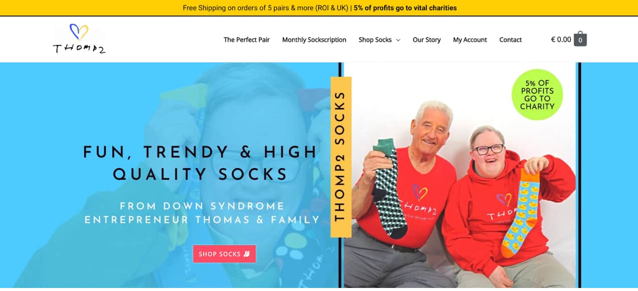 Thomas' Trendy Socks bright, colorful homepage