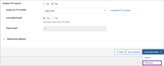 using FTP during export