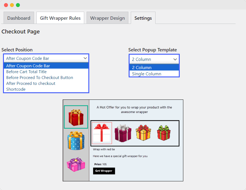 woocommerce gift wrap option