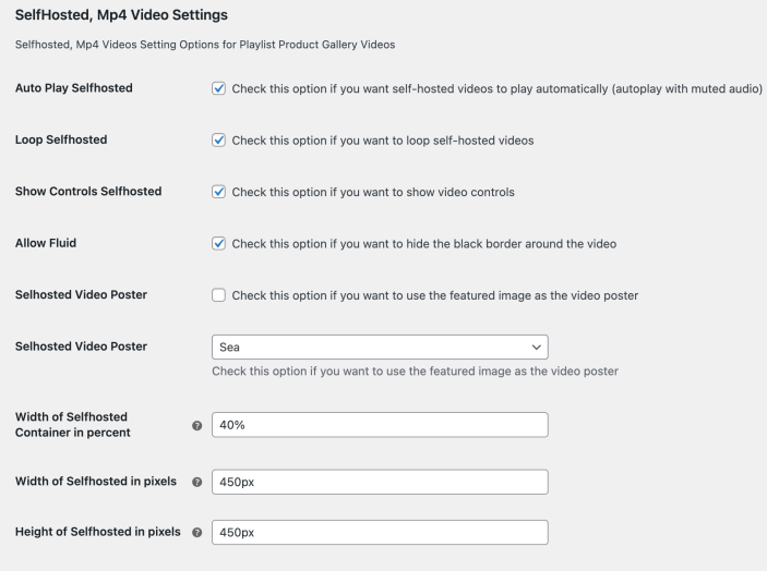 self hosted video settings