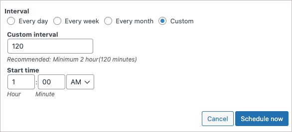 setting custom time interval