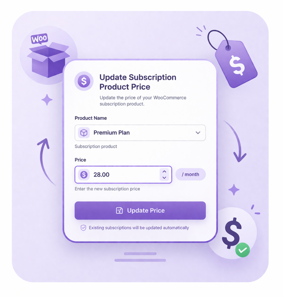 WooCommerce bulk update subscription price – Update Subscription Product Price admin panel