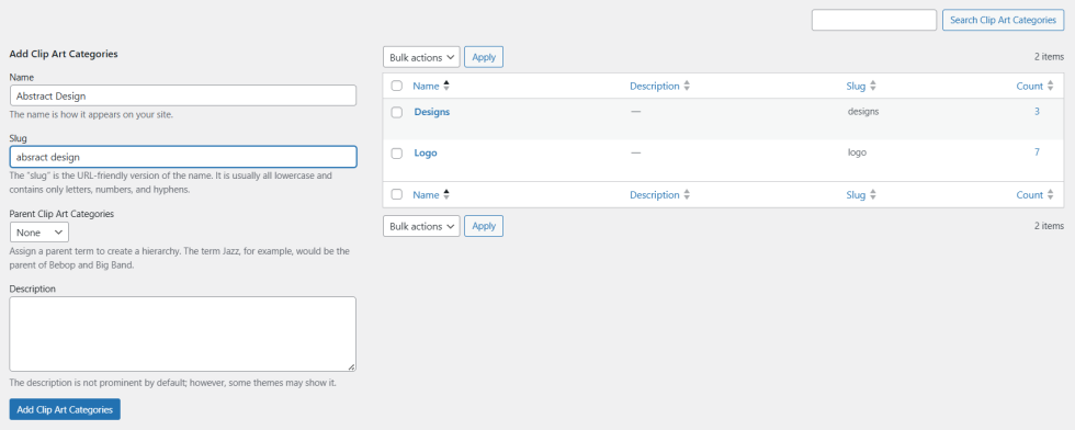 Add Clip Art Categories