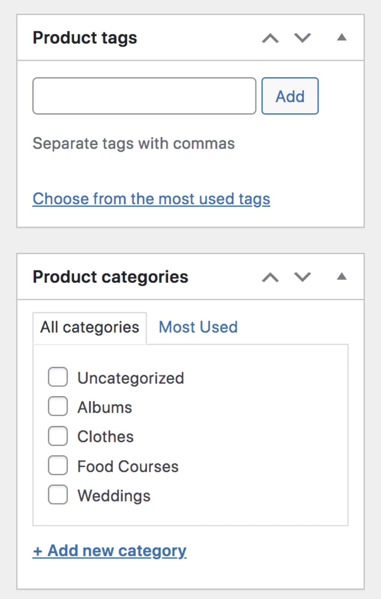 blog post category and tag options