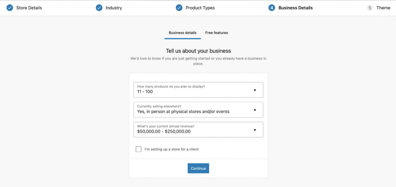 WooCommerce setup wizard