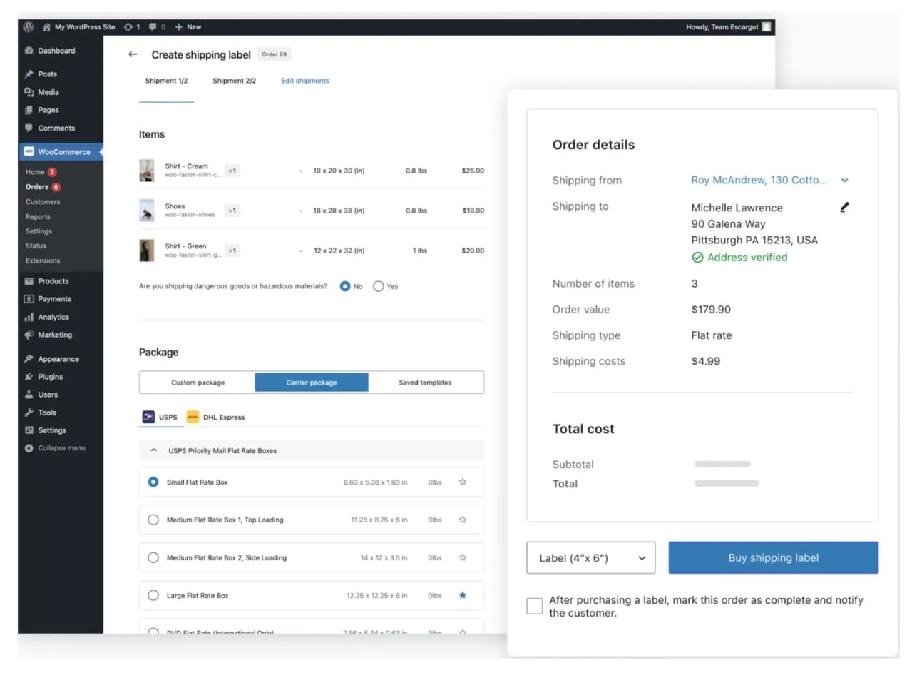 creating shipping labels with WooCommerce Shipping