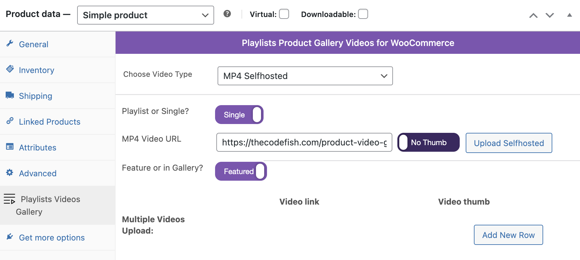 single video in woocommerce product gallery