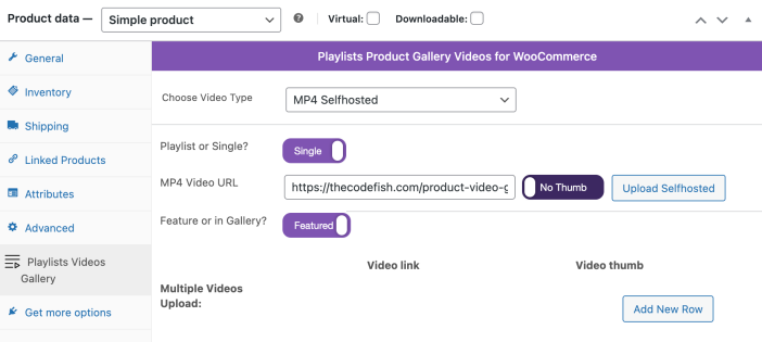 single video in woocommerce product gallery