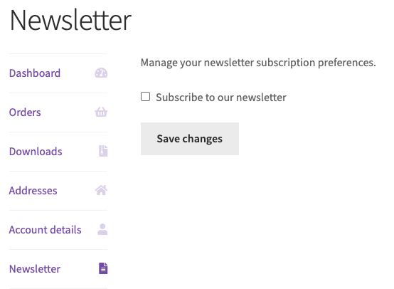 Manage the newsletter subscription from the "My Account" page.