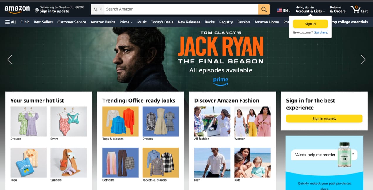 Amazon homepage