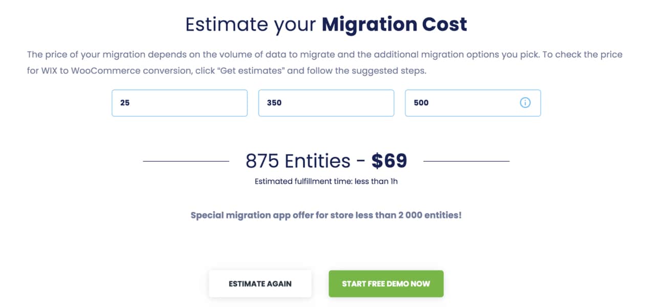 migration estimate from Cart 2 Cart