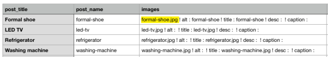 images column in csv