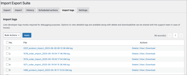 import logs