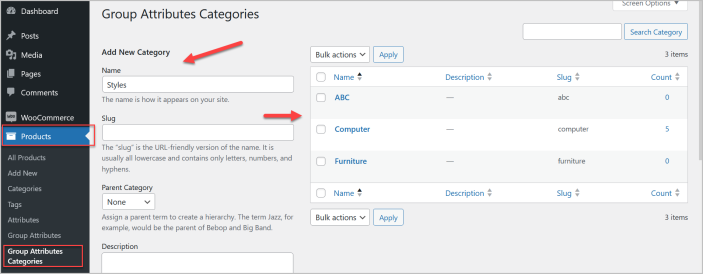 WooCommerce group attributes plugin