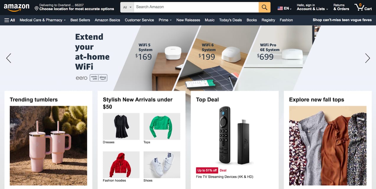 Amazon homepage