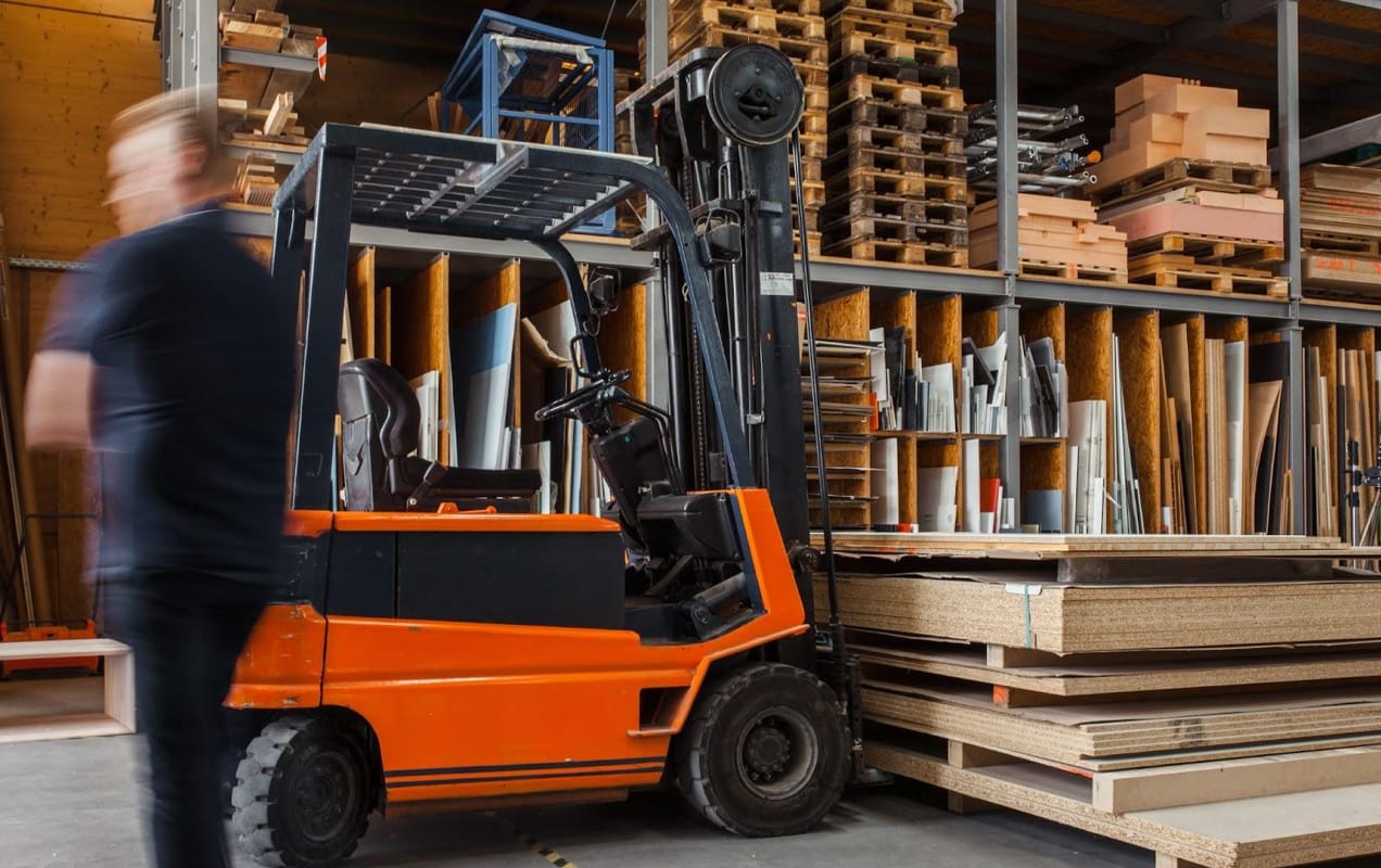 forklift in a warehouse