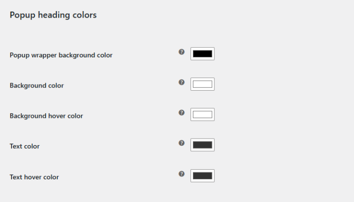 Popup Heading Colors
