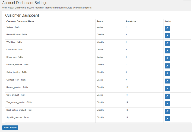 WooCommerce my account prebuilt dashboard