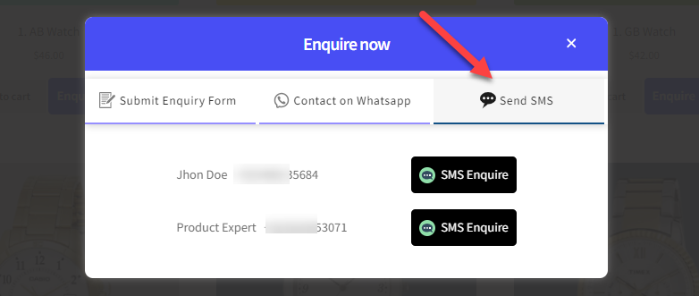 capture user enquiries through SMS, Whatsapp or email