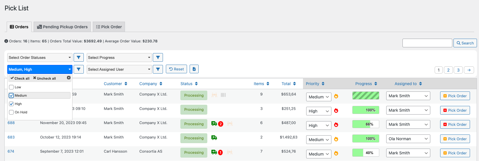 Pick List Documentation - WooCommerce