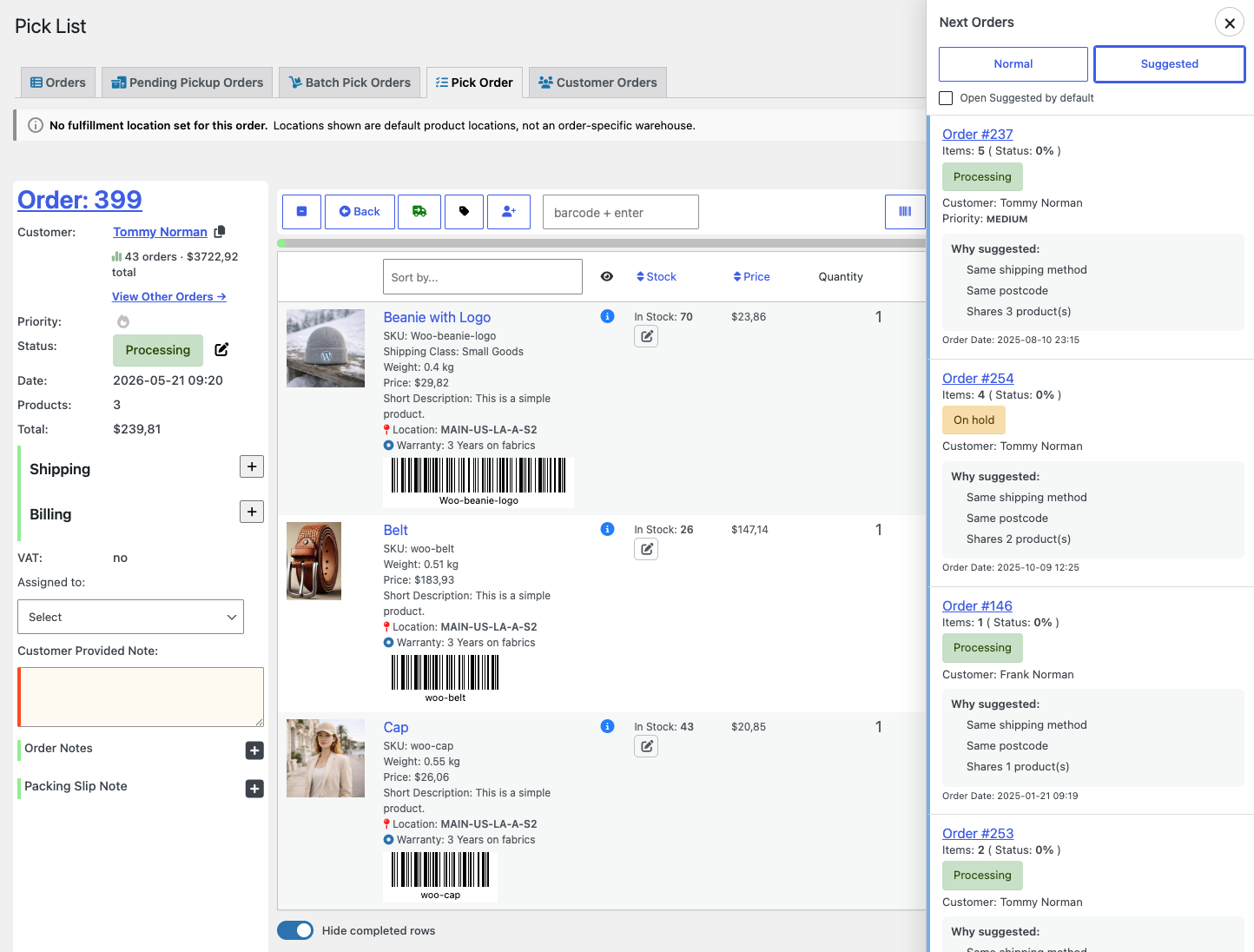 Pick List - WooCommerce Marketplace