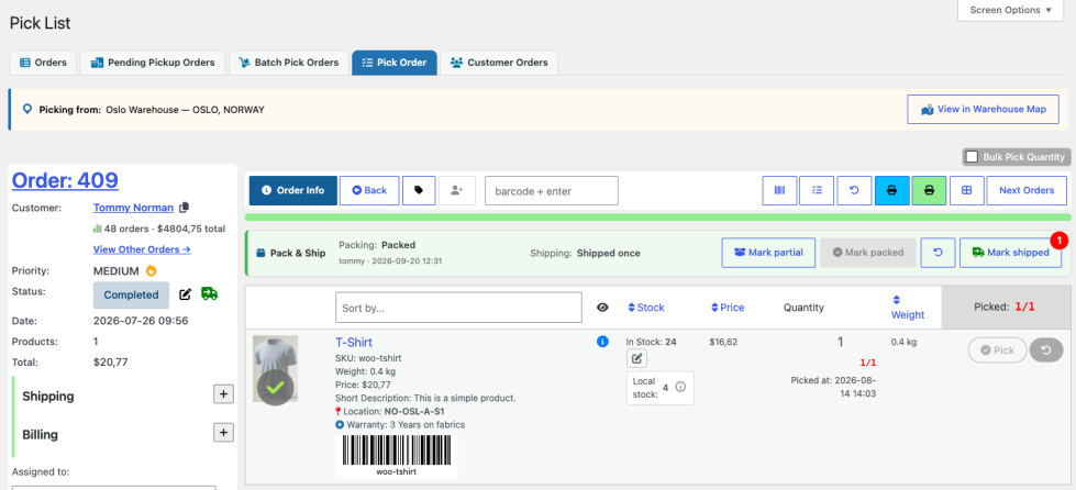 Packing workflow