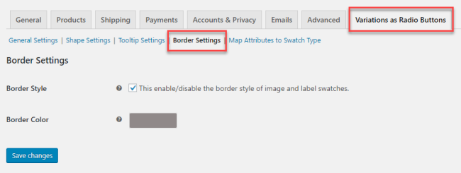 border settings