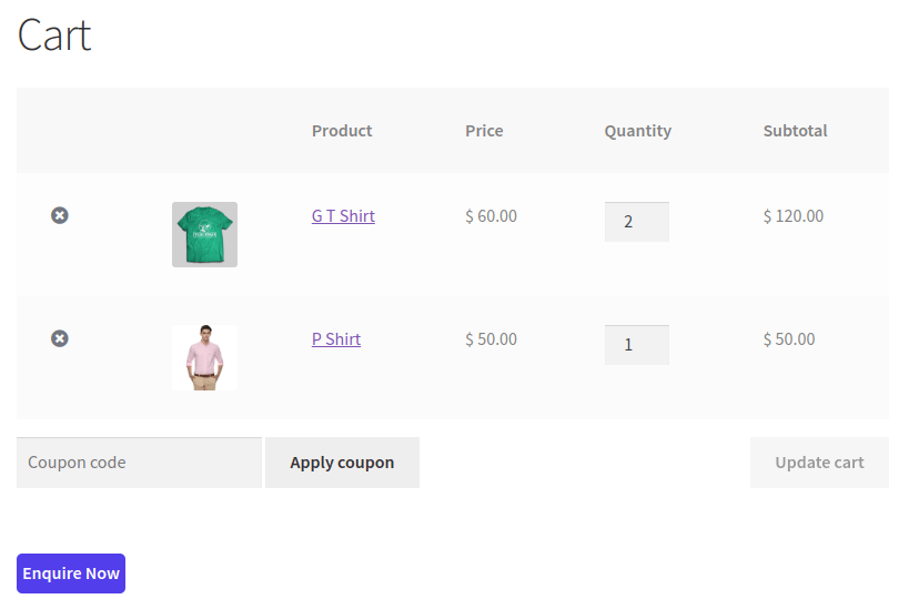 Customers can Enquire About the Cart