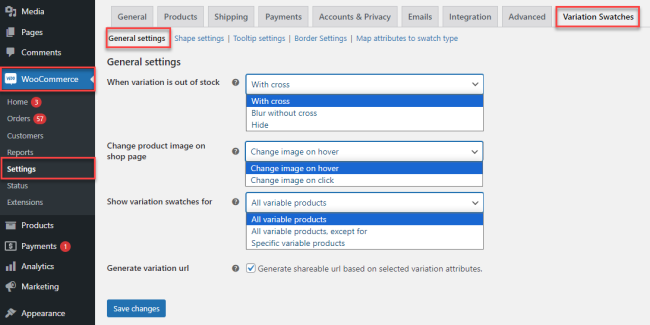 General settings