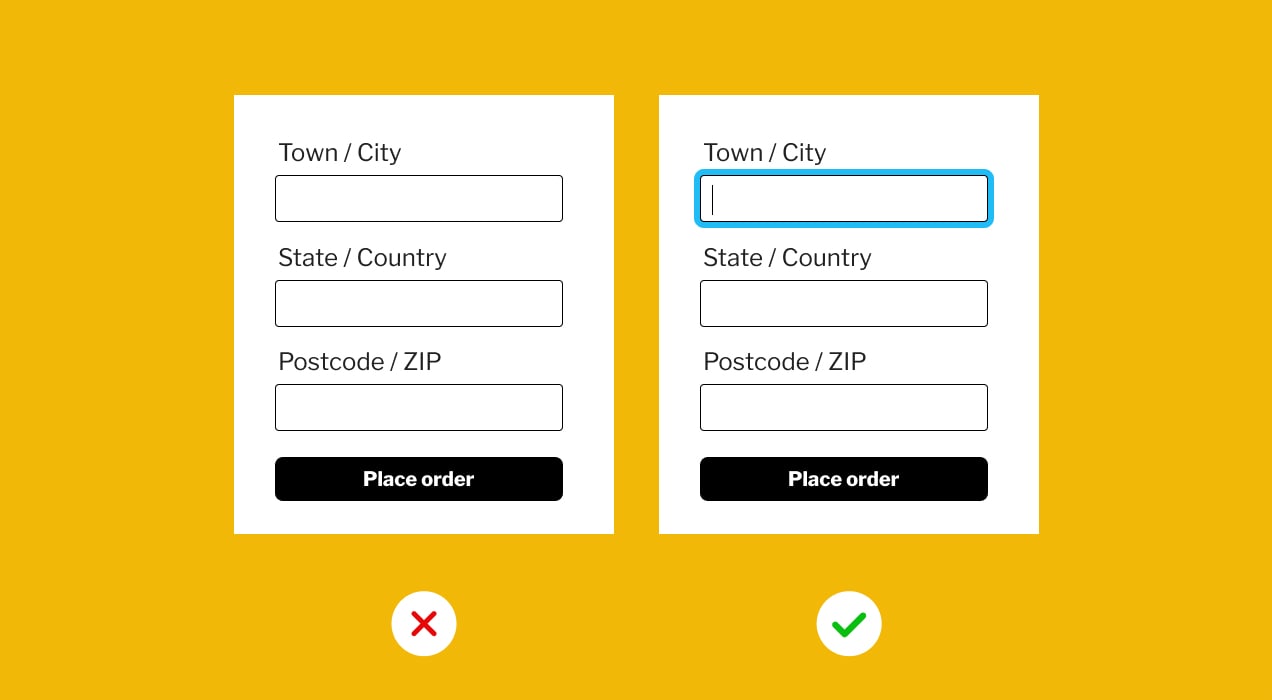 clear form field outlines vs. none at all