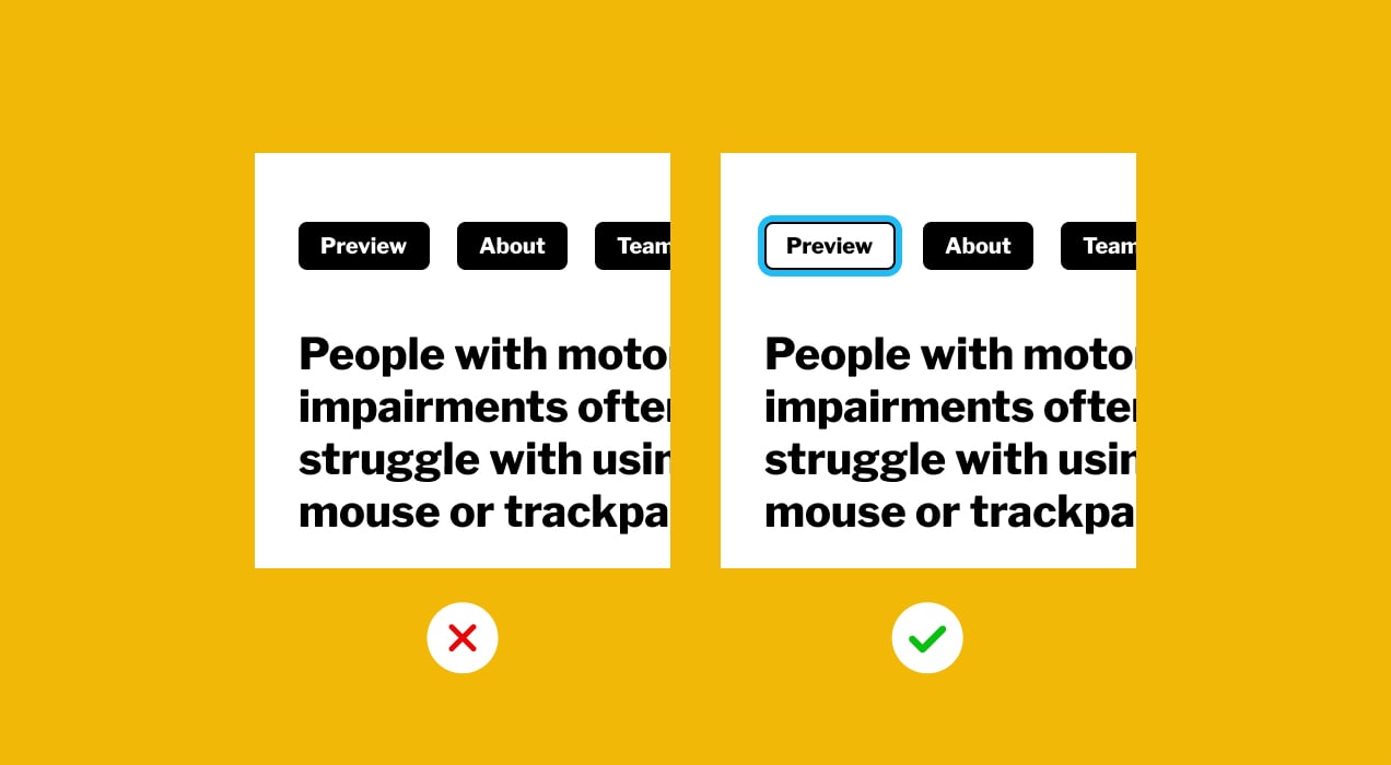 correct focus indicator next to an incorrect one