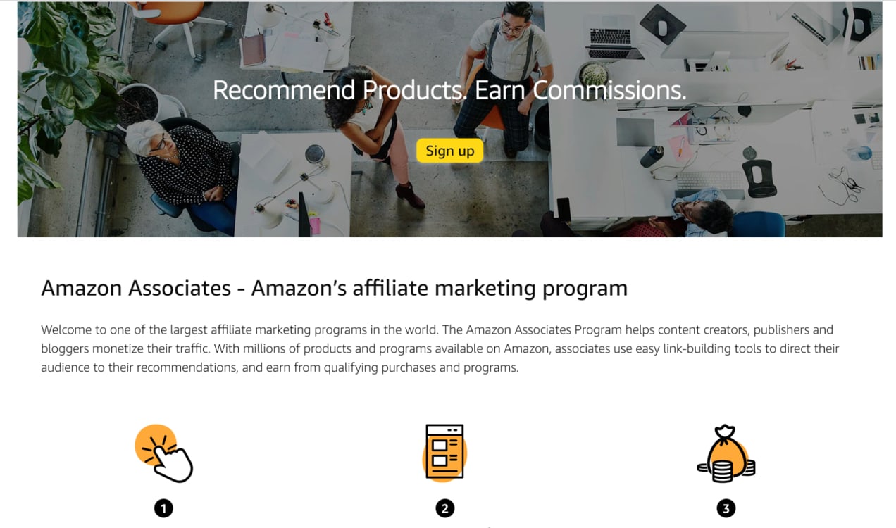 Amazon Associates homepage