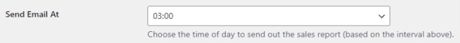 Setting for choosing the time the sales report emails will be sent