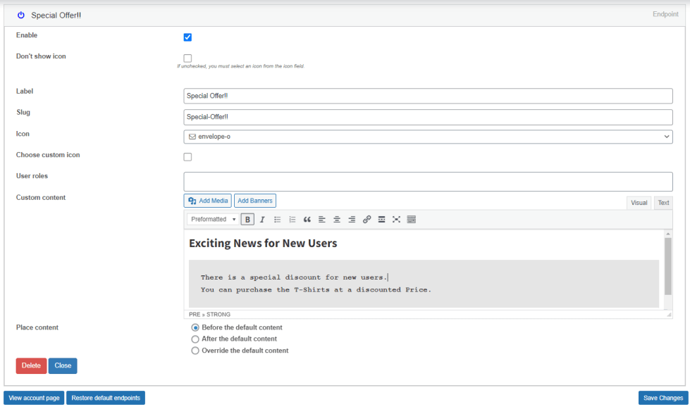 How to Create or Customize the EndPoint?