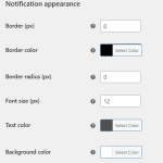 Appearance settings for all notifications