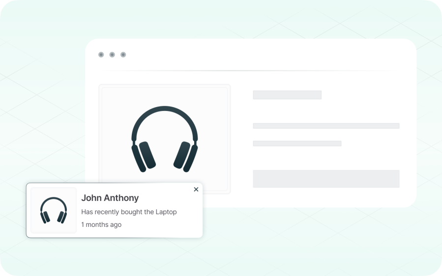 WooCommerce live sales notification popup showing a recent customer purchase