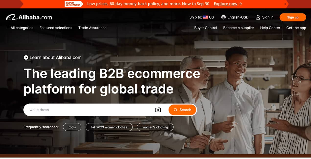 Alibaba homepage