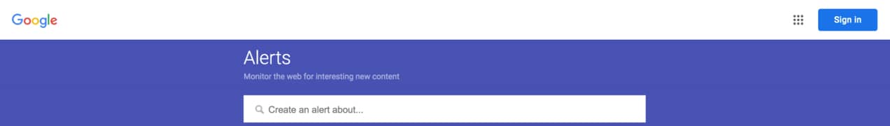 Google Alerts search bar