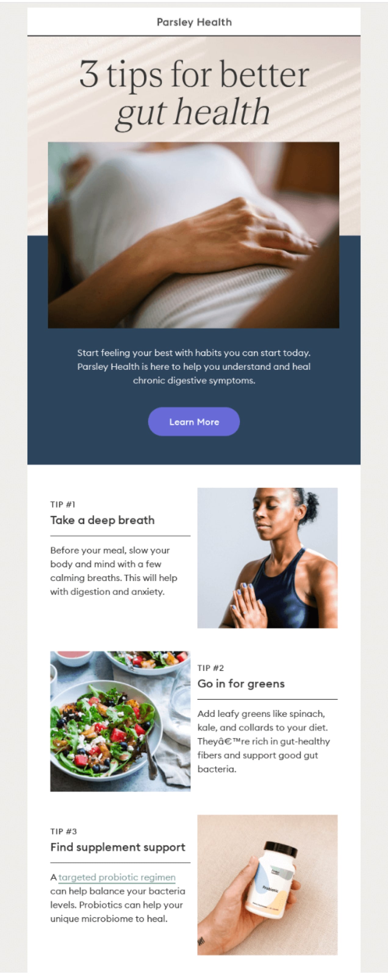 email example about gut health