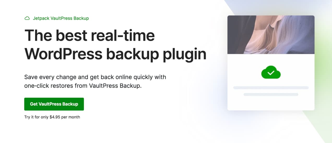 Jetpack VaultPress Backup homepage