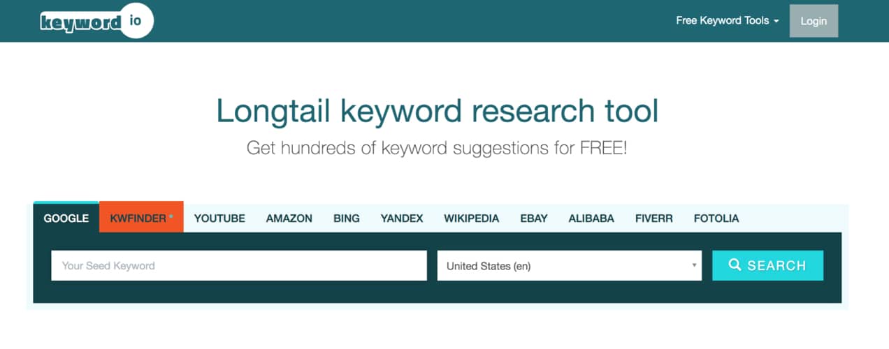 keyword.io's longtail keyword research tool