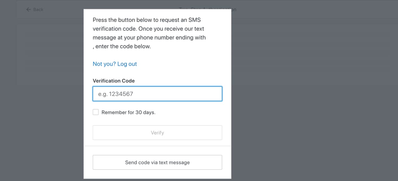 SMS verification code