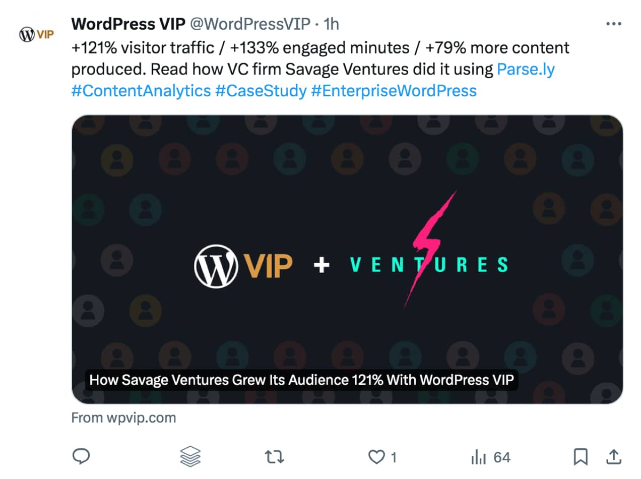 WordPress VIP social media account sharing social proof