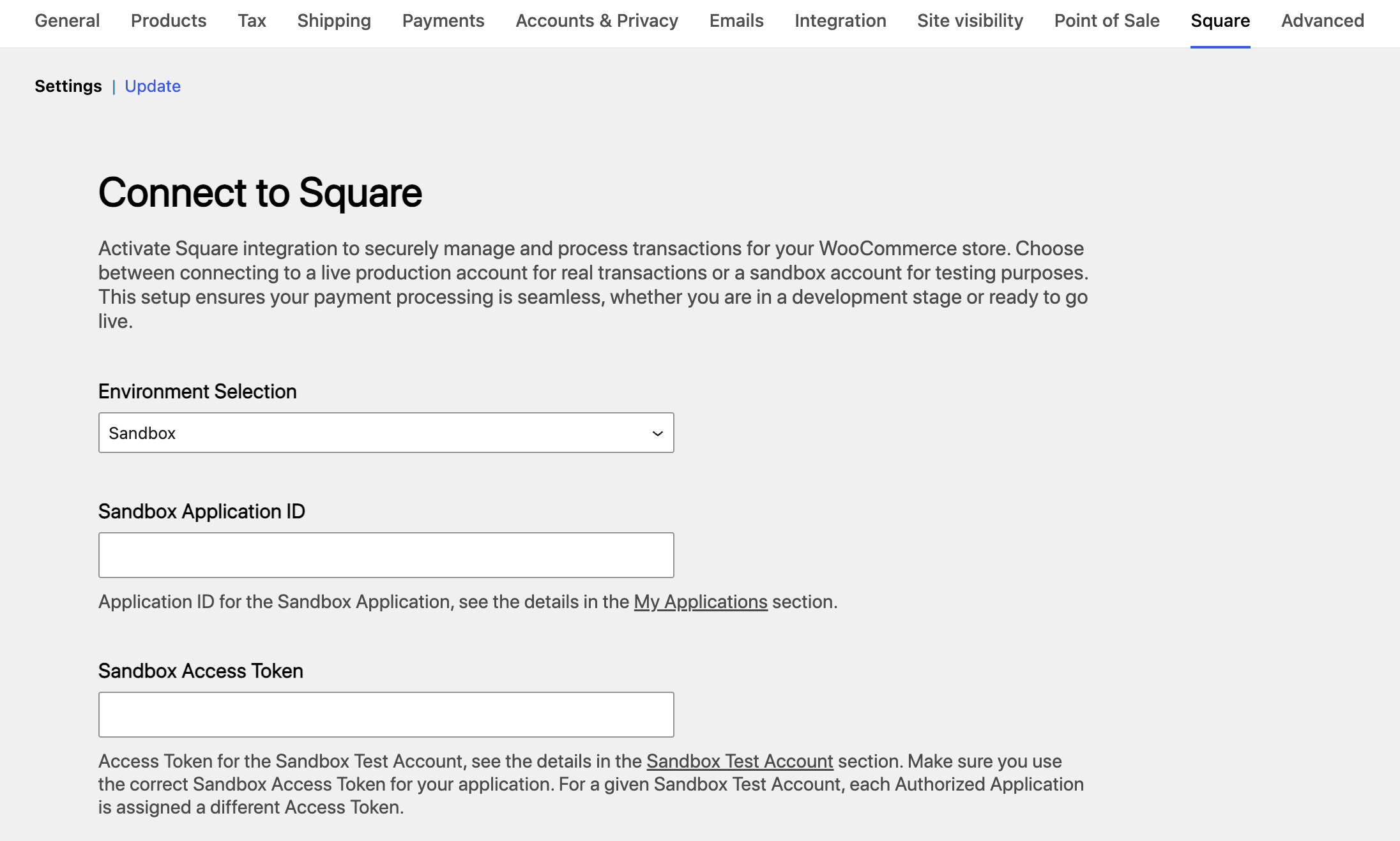 Testing WooCommerce Square in Sandbox Mode Documentation - WooCommerce