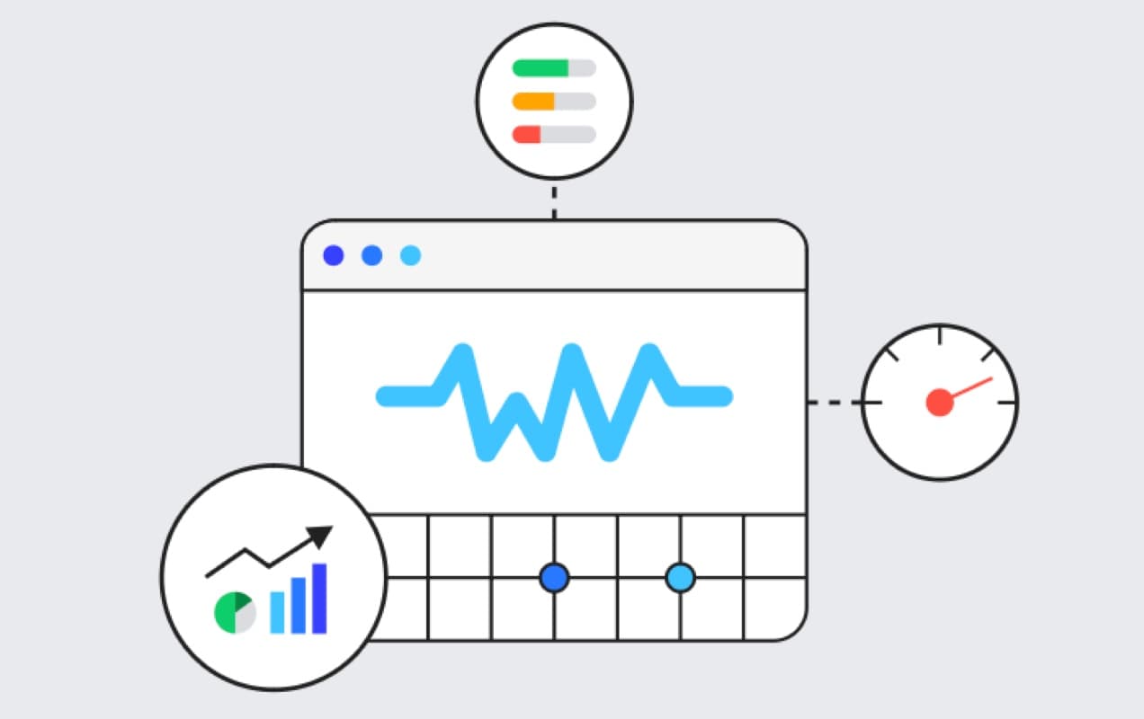 icons and charts representing site speed