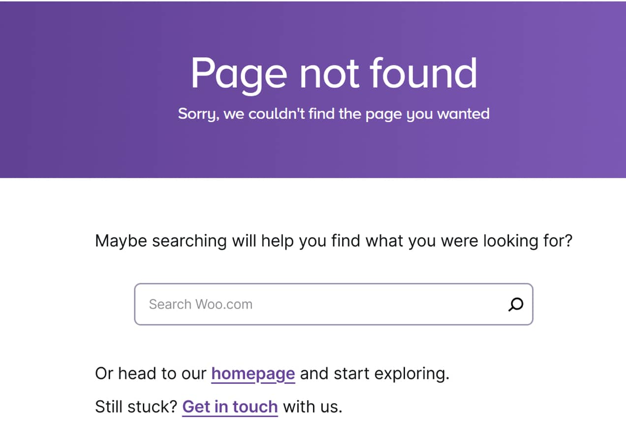 404 page on the WooCommerce.com site